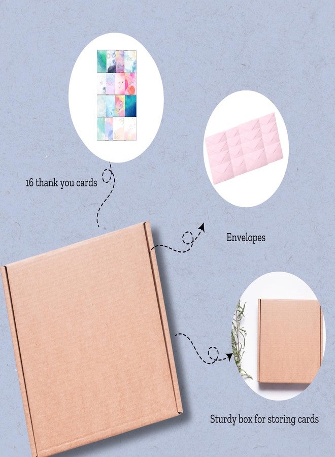 EKDALI Multi Coloured Small Notecards (6 x 4 Inches, 350 GSM), center fold Set of 16 I Greeting Cards for Birthday, Thank You Card| with envelope (Aesthetic Design) - Image 3